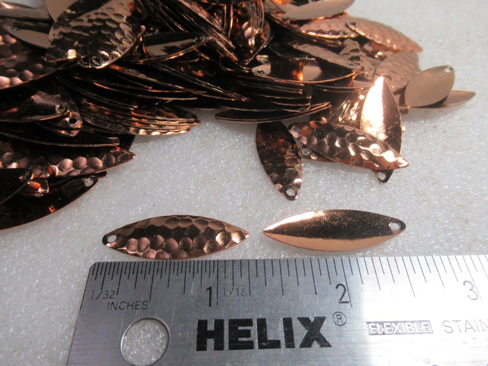 WORTH TACKLE BRASS WILLOW LEAF SPINNERBAIT BLADES HAMMERED COPPER 25 PCS SIZE 3
