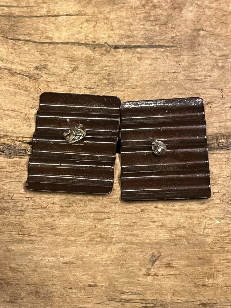VINTAGE BLACK NETAL 1.5” RUFFLE EARRINGS