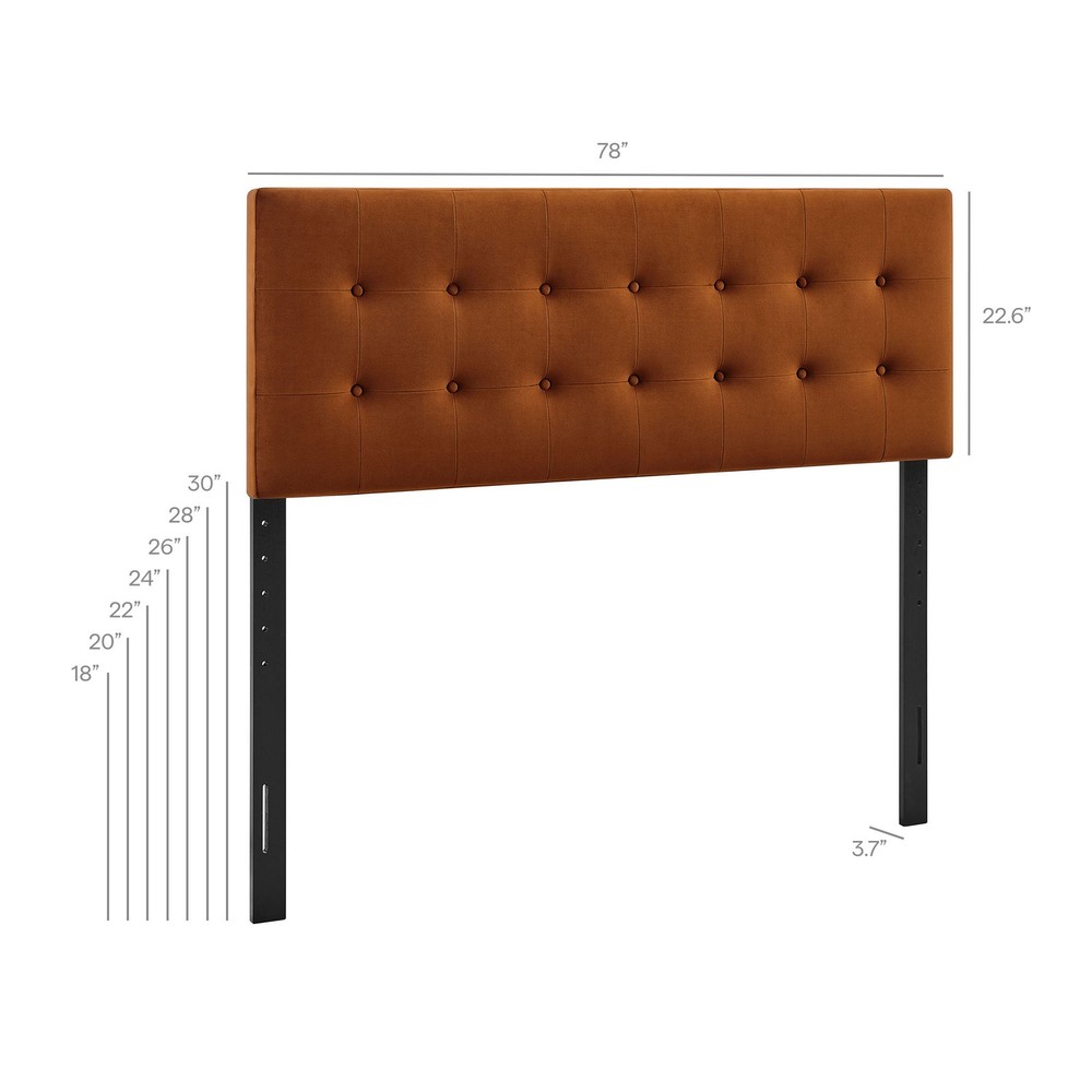 Emily Stain-Resistant Performance Velvet King Size Headboard in Rust