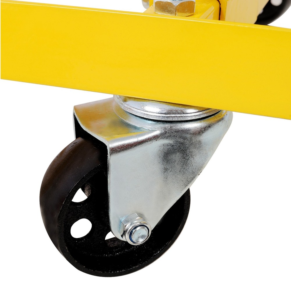 Adjustable Rolling Engine Stand 750lbs with 2 Buckle Straps, Yellow