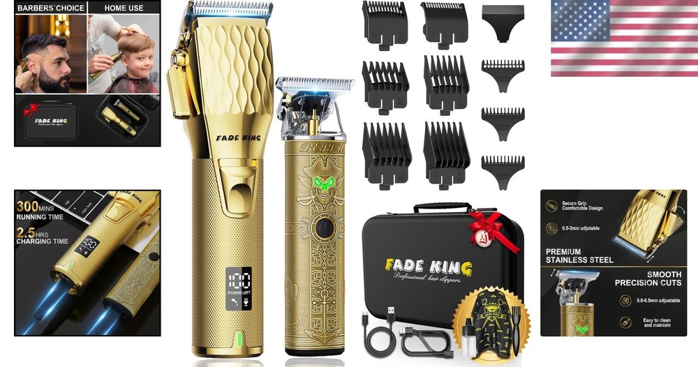 Professional Hair Clippers & Beard Trimmer Set