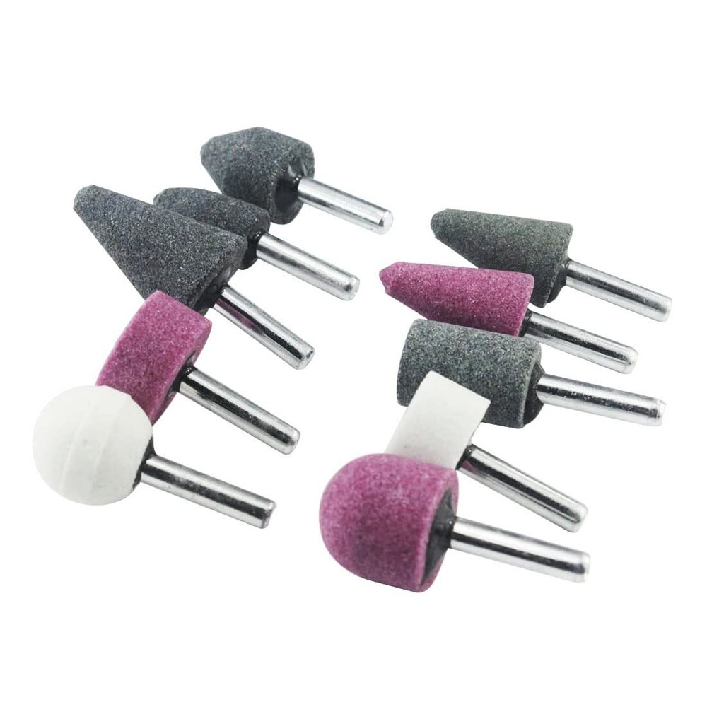 10 Pack Various Shapes Abrasive Grinding Stone Mounted Grinding Bits 1/4" Shank