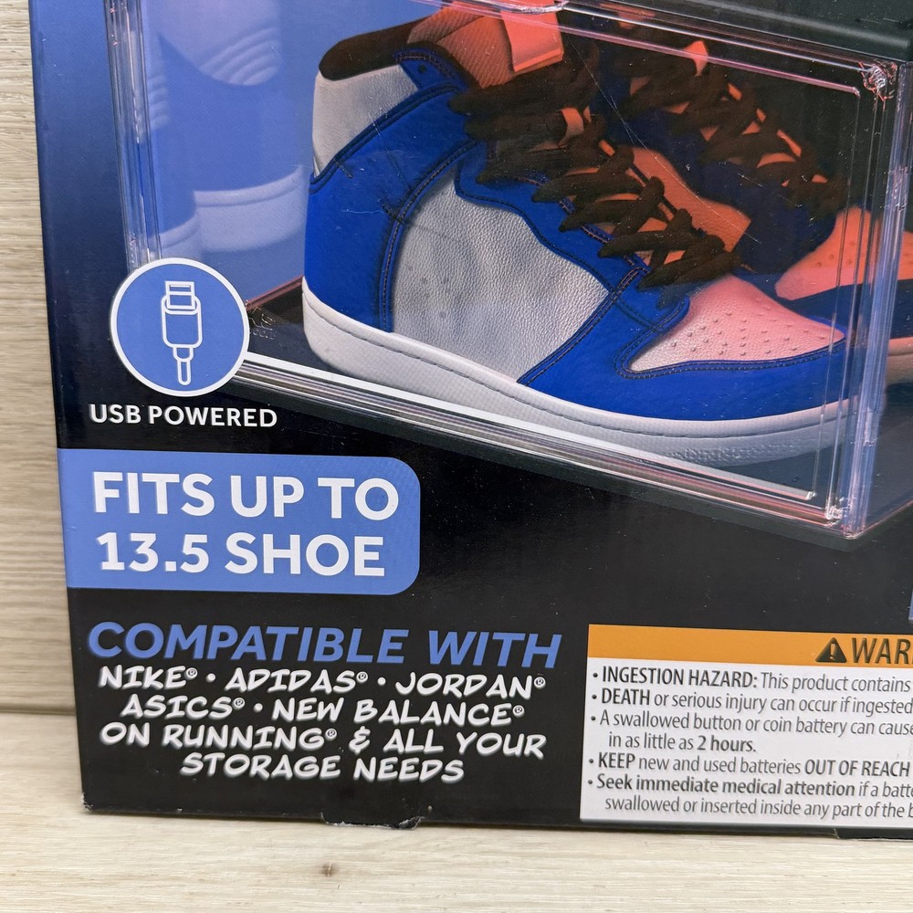 2 Pack Kicks & Co. Stackable LED Sneaker Storage Boxes Display Case USB Powered