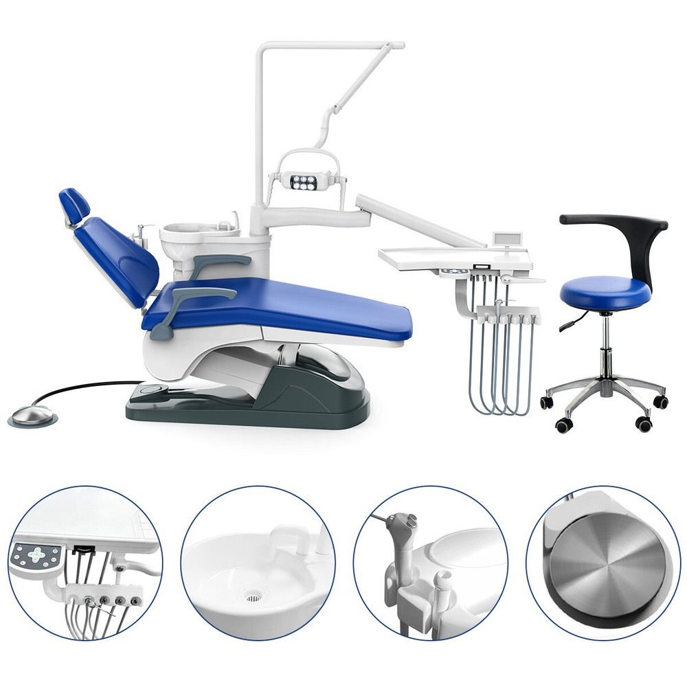 Dental Unit Chair DC Motor Computer Controlled Hard Leather With Doctor's Stool
