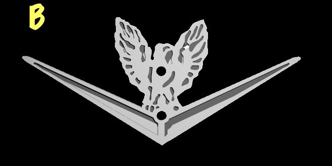 Single Plastic Bertram Exterior Emblem (mid 70's Type)