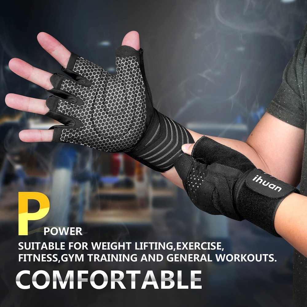Ventilated Weight Lifting Gloves with Wrist Wrap Support