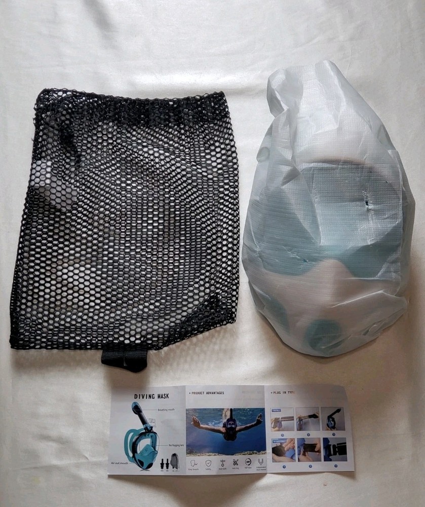 Full Face Snorkel Mask with Breathing System, Foldable 180° Panoramic (Size:S/M)