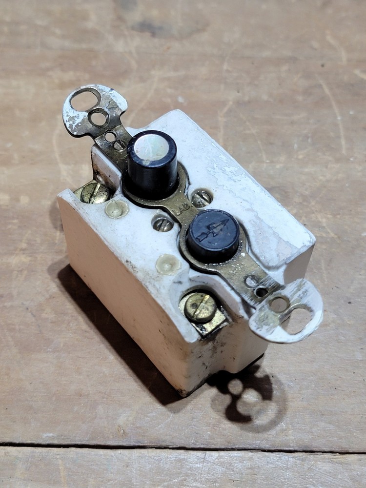 Vintage Antique Push Button Light Switch Ceramic Casing