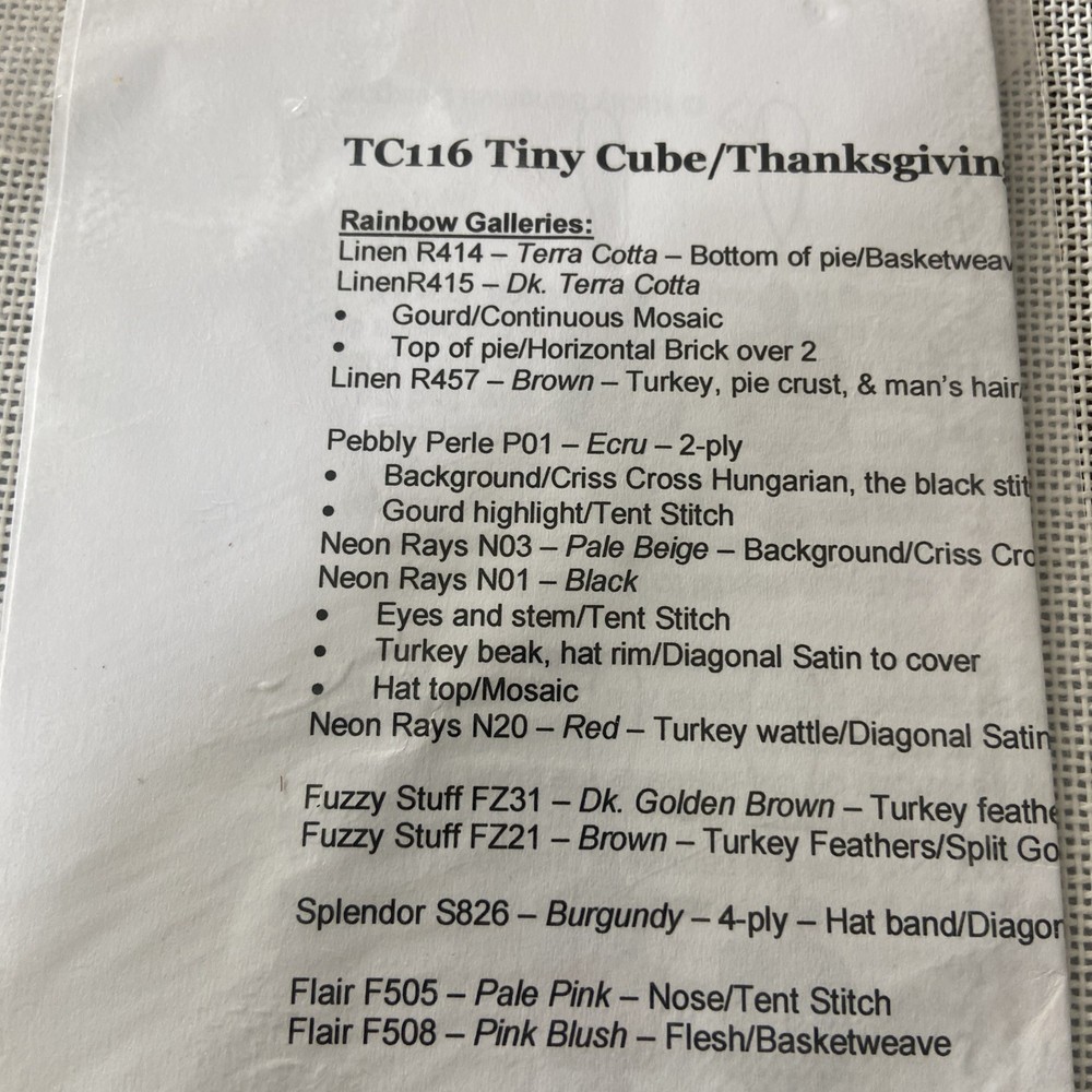 Kathy Schenkel Tiny Cube Thanksgiving Fall Needlepoint Canvas TC116