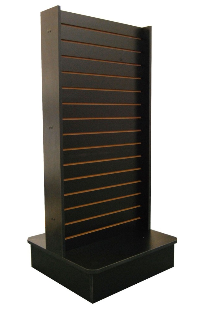 Two Sided Floor Standing 54"H Black Slatwall Display Tower