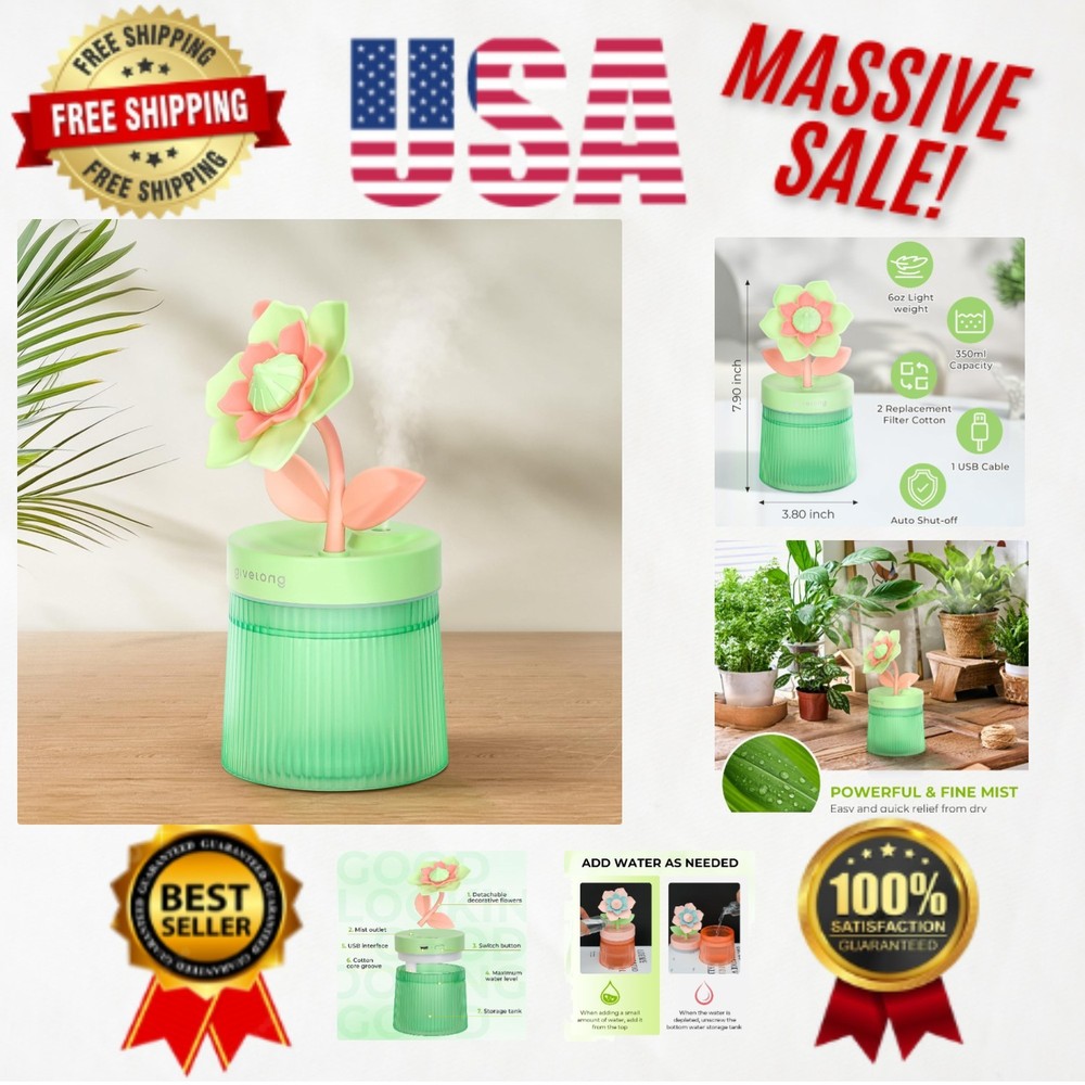 Creative Mini Flower Humidifier with Soft 7-Color Night Light & Touch Control