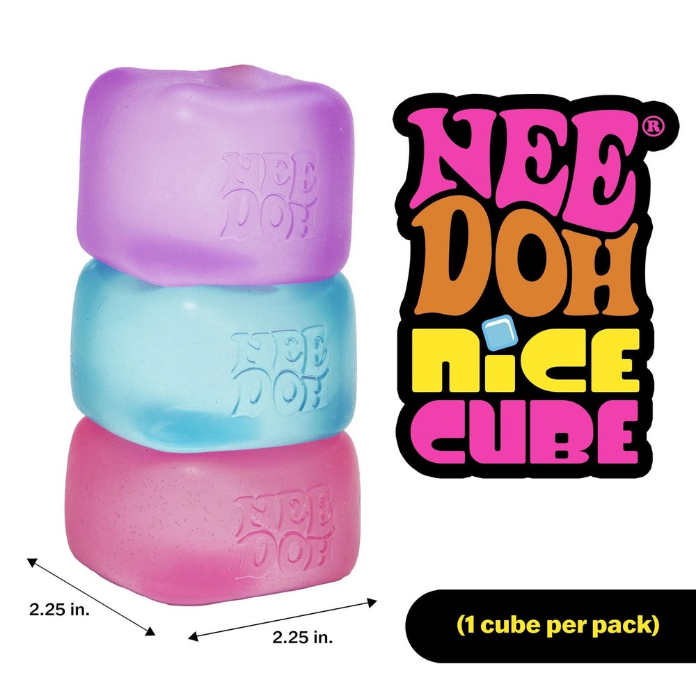 NeeDoh Nice Cube Sensory Squeeze Toy with Super Solid Squish - 2.25" Cube - Pink