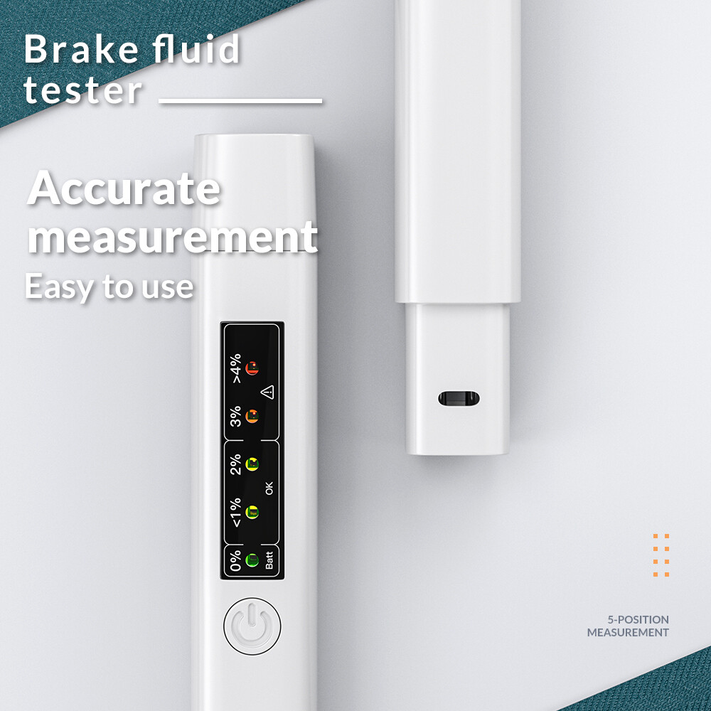 Auto Liquid testing Brake Fluid Tester pen 5 LED Light display for DOT3/DOT4