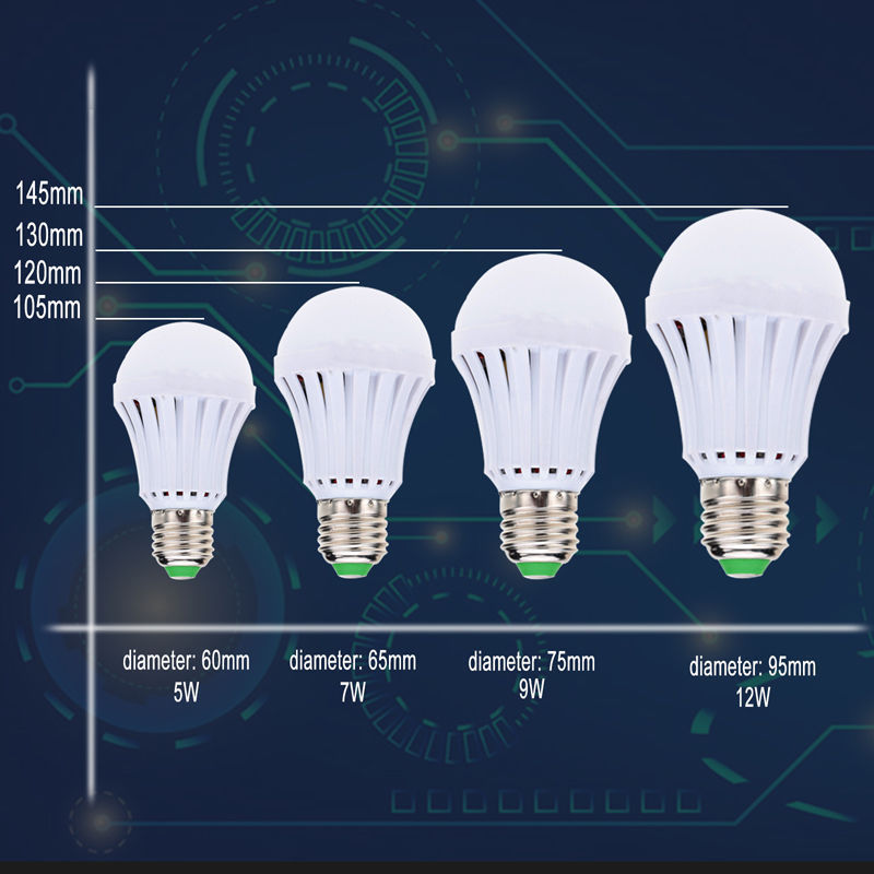 LED E27 Energy Saving Rechargeable Intelligent Light Bulb Lamp Emergency Lights