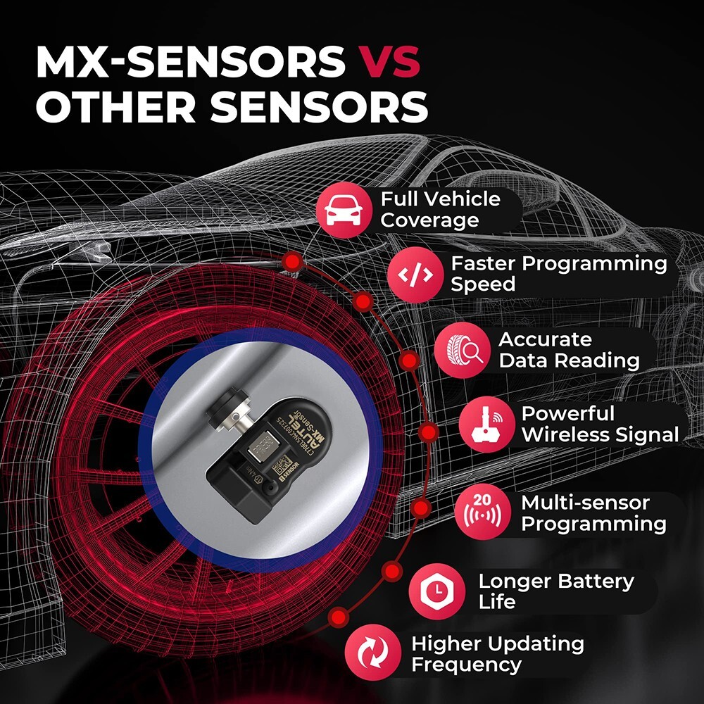 Autel MX-Sensors 315MHz 433MHz TPMS Tire Pressure Sensor Programmable Universal