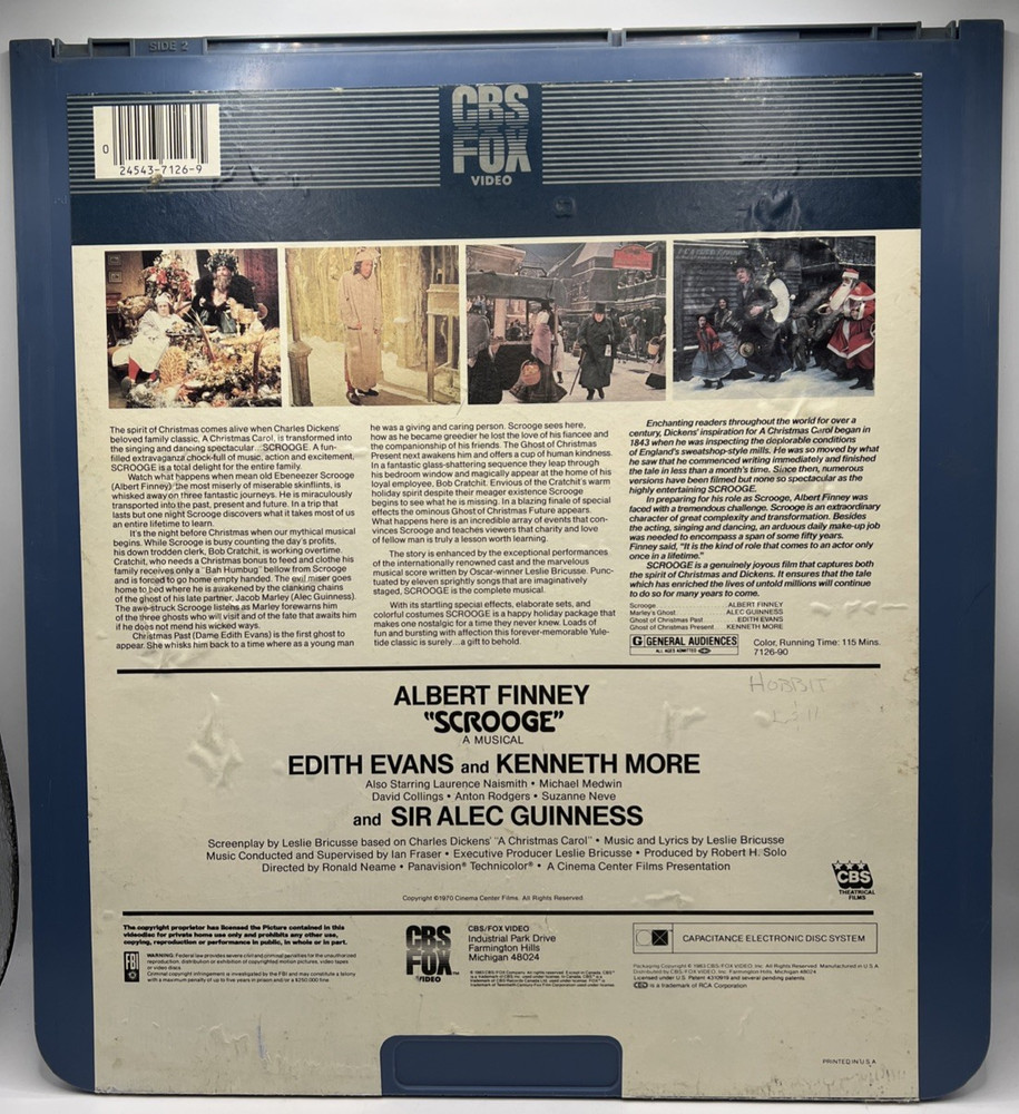 SCROOGE CED Videodisc RCA Selectavision CBS FOX 1983