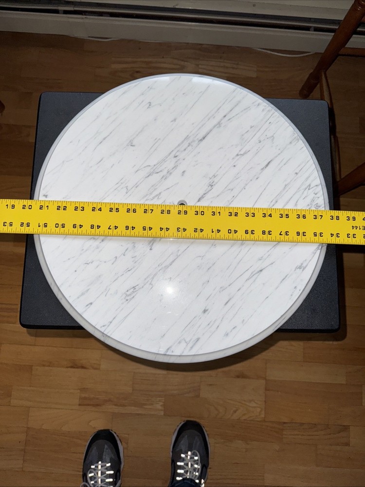 Vintage Solid Replacement 18” Marble Table Top (Italy) White & Gray Veining