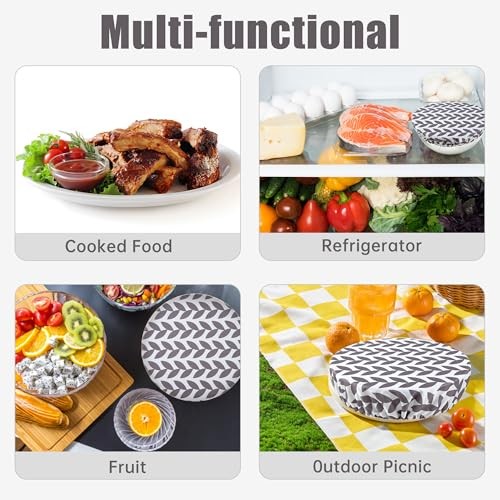 Elastic Reusable Bowl Covers for Bread Proofing, Fabric Cloth 3 Pack Grey Leaf