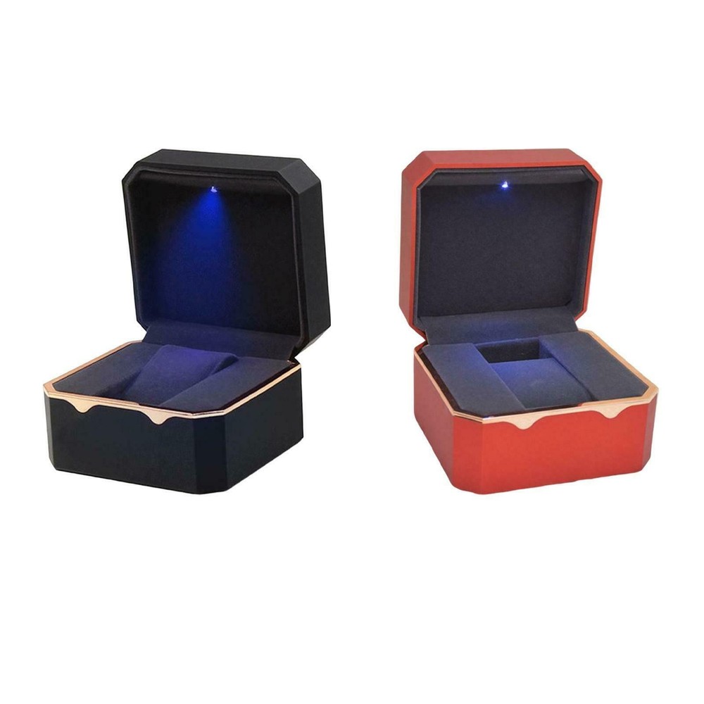 LED Light Single Watch Case Anti-Scratch Display Storage Holder Luxury Gift Box