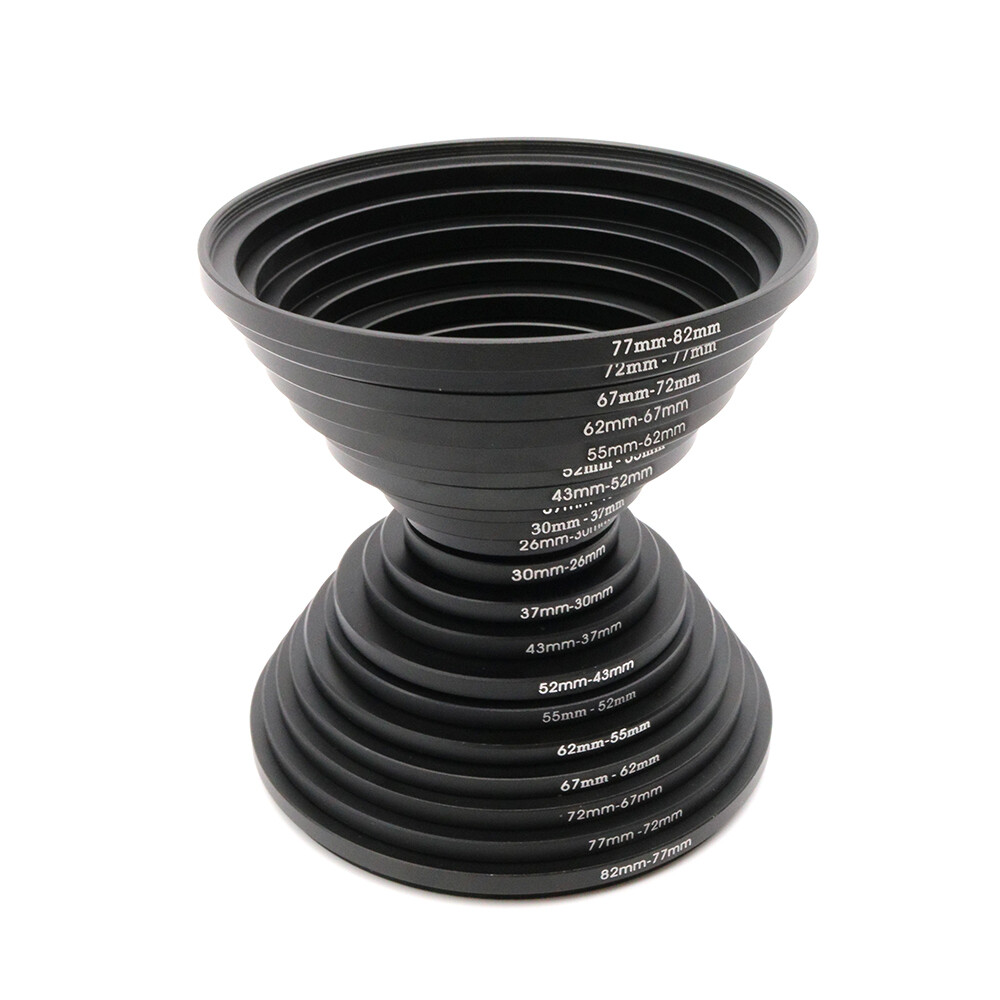 20PCS Camera Lens Filter Adapter with 10x Step Up Ring + 10x Step Down Ring Sets