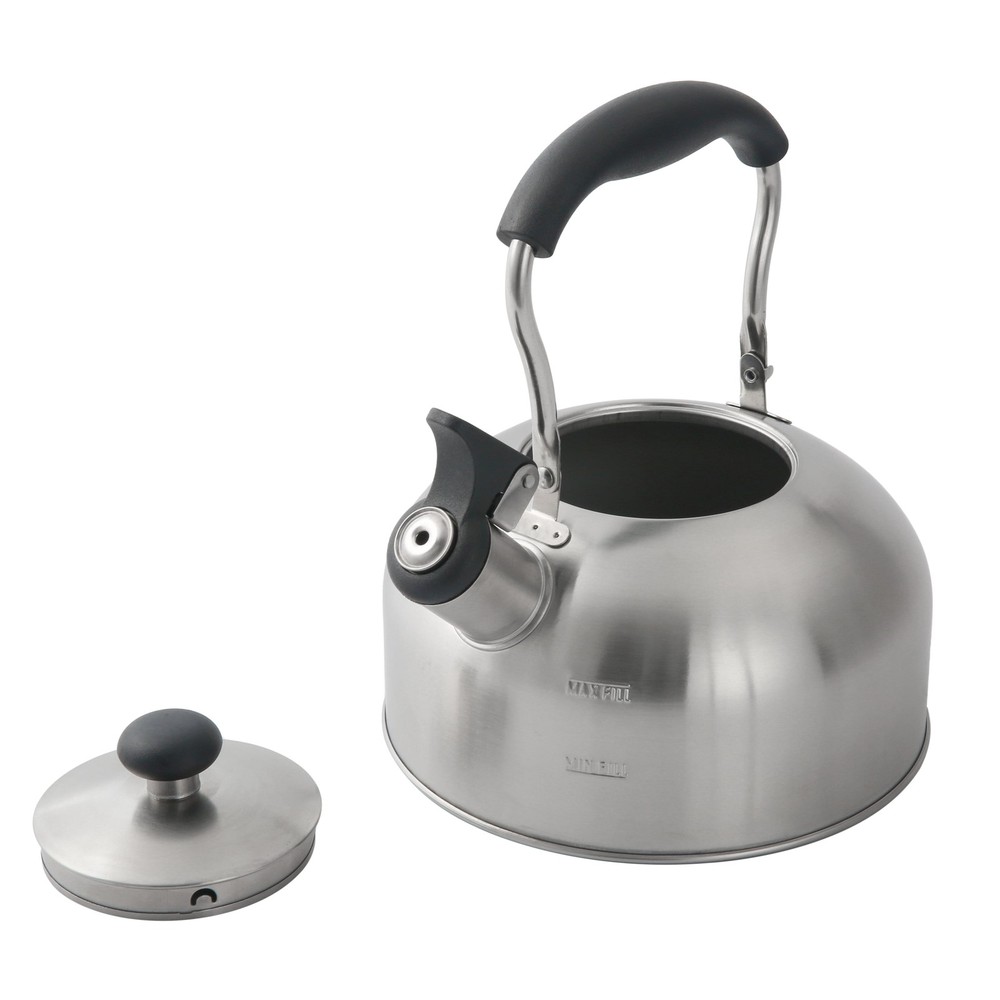 Mainstays 1.8-Liter Whistle Kettle, Silver Stainless Steel Induction Compatible