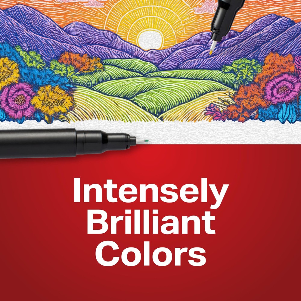 Felt Tip Pens, Fine Point (0.4mm), Blue, 12 Count