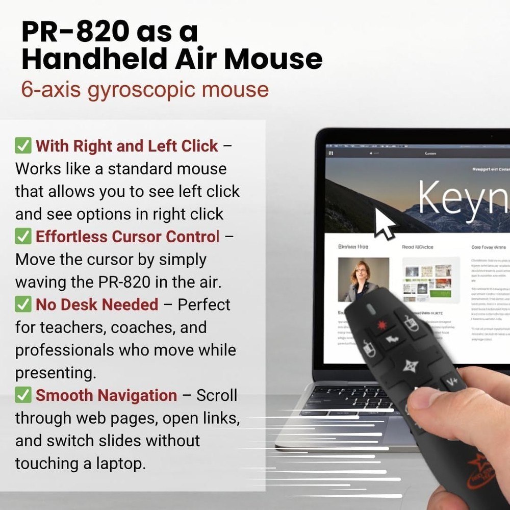 Wireless Presentation Clicker with Air Mouse