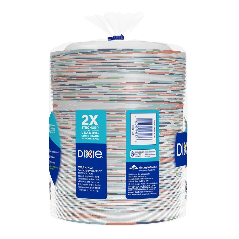 Dixie Disposable Paper Plates, 8.5", Multi-Color, 200 Count
