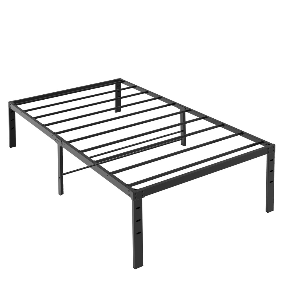 Black Twin Size Simple Basic Platform Metal Bed Frame - 12 Inch Bed Height