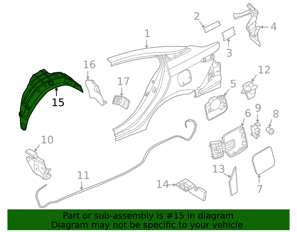 Genuine Nissan Quarter Panel Splash Shield 76748-5EF0B