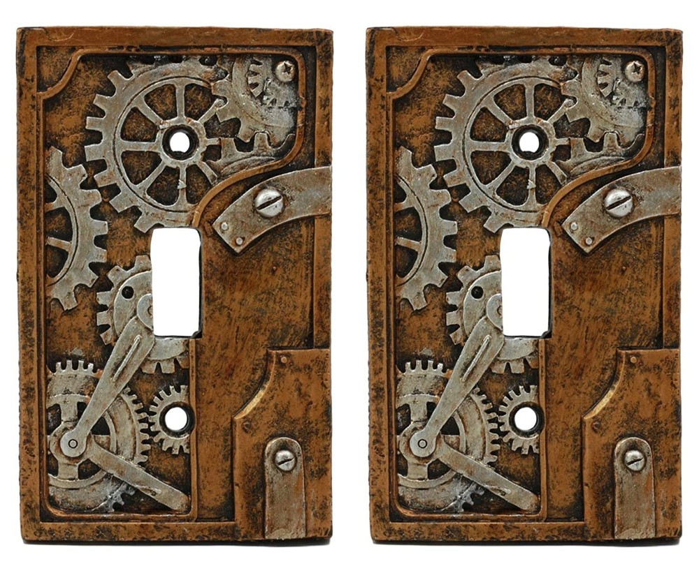 Ebros Steampunk Clockwork Gearwork Design Wall Light Switch Plate Set of 4