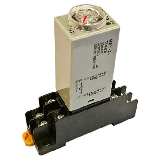 Delay Timer Time Relay DPDT 0-60S Second & Base Socket H3Y-2 () DC 24V