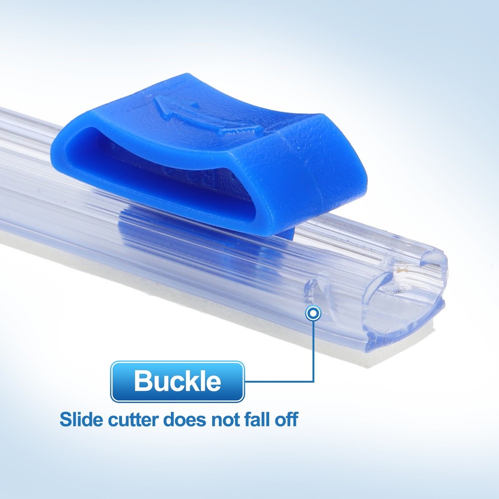 4pcs Plastic Wrap Cutter, 14in Plastic Wrap Slide Cutter Self Adhesive, Blue