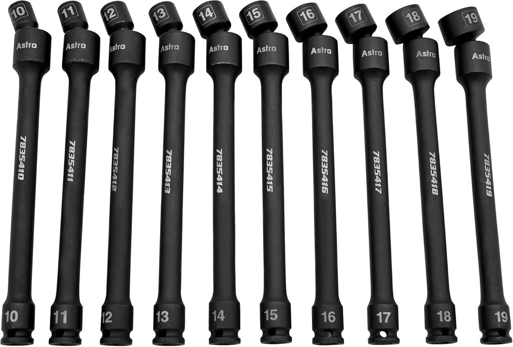 Astro Tools 3/8" Drive 6 Point Pinless Torque-Saver Impact Extension Socket Set
