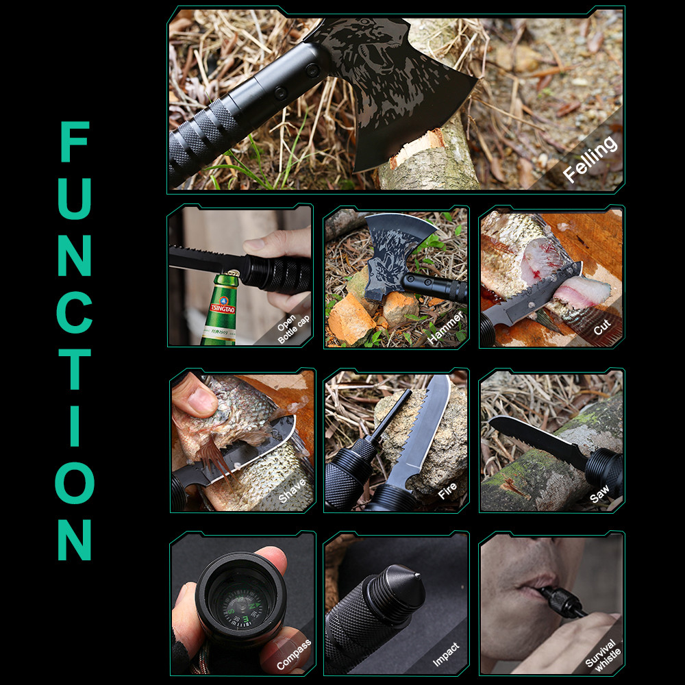 Multi-tool 18"Portable Tactical Hatchet Camping Axe Sheath Backpacking Survival