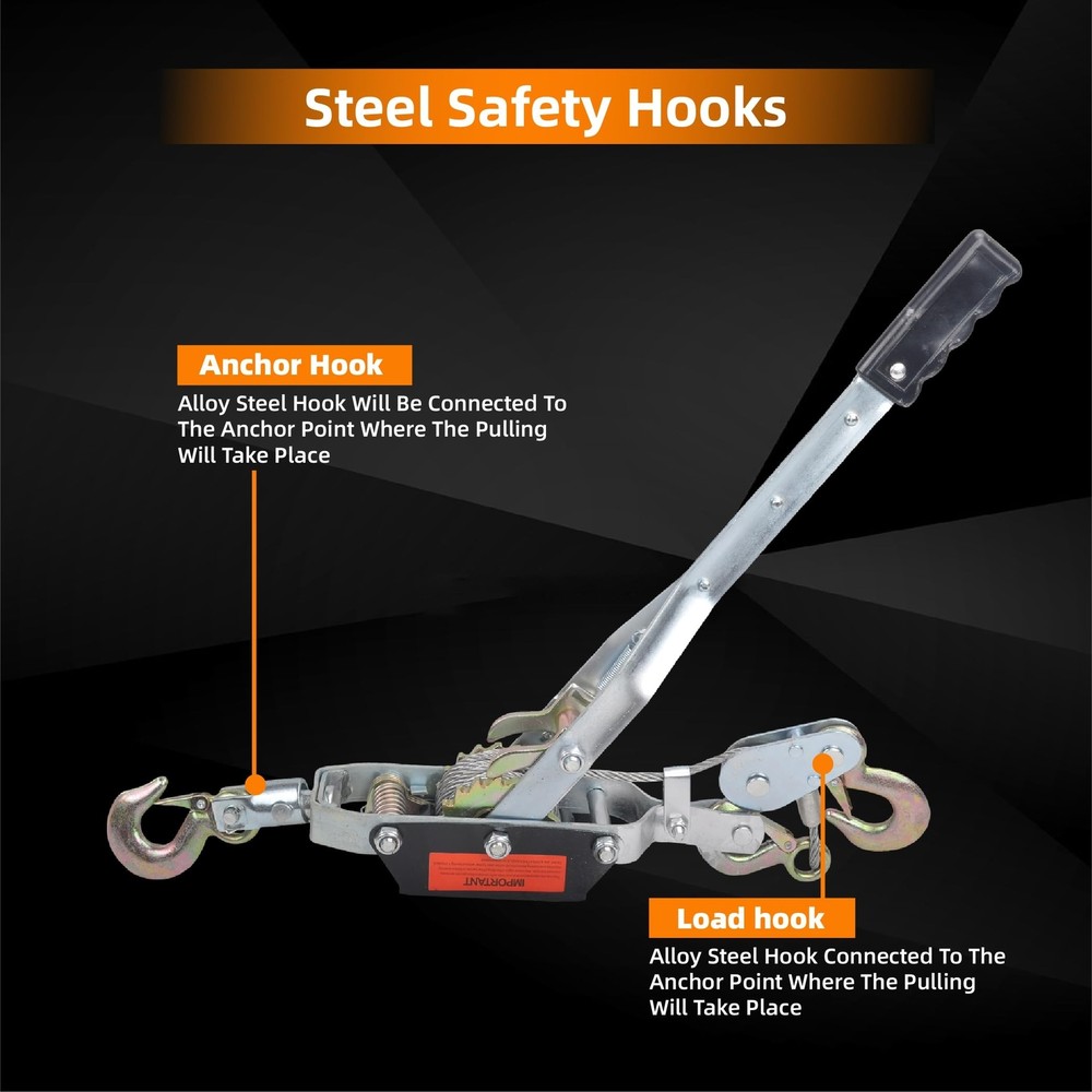 Come Along Puller, 5 Ton(11,000Lbs) Dual Gear Power Puller 3 Hook Heavy Duty ...