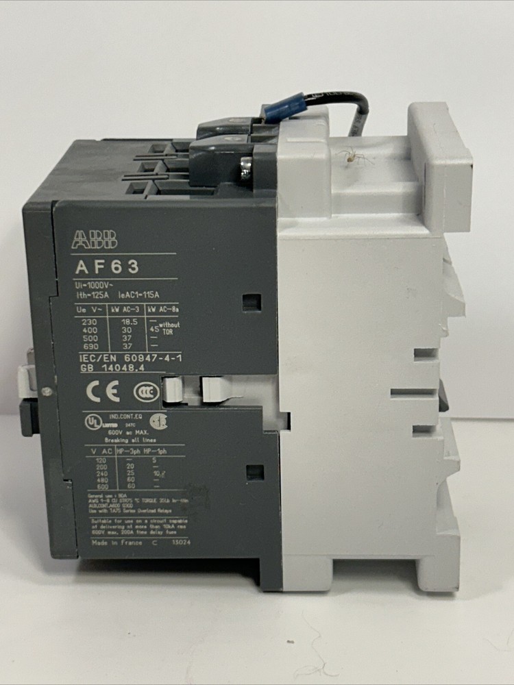 New ABB AF63–30 contactor pulled from unused cabinet