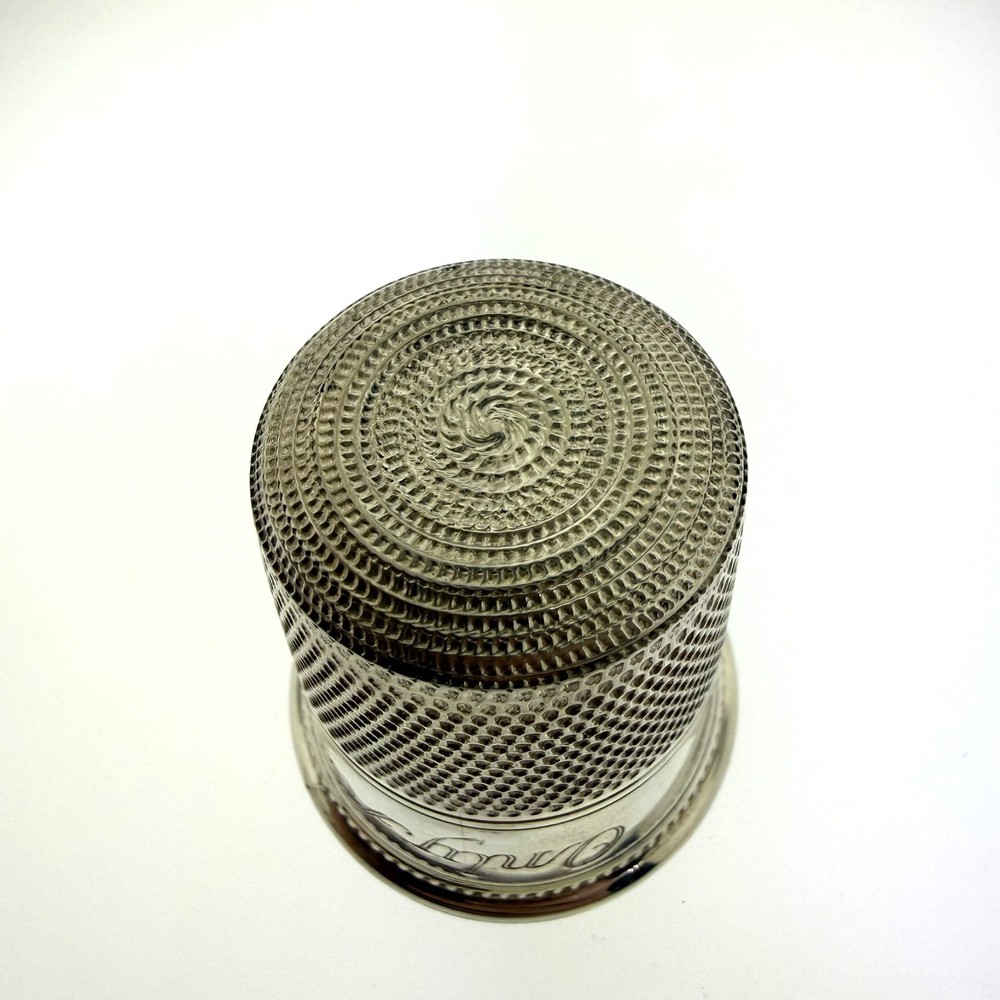 Antique Sterling Silver Thimble Cup “Only A Thimble Full” Gilt Interior