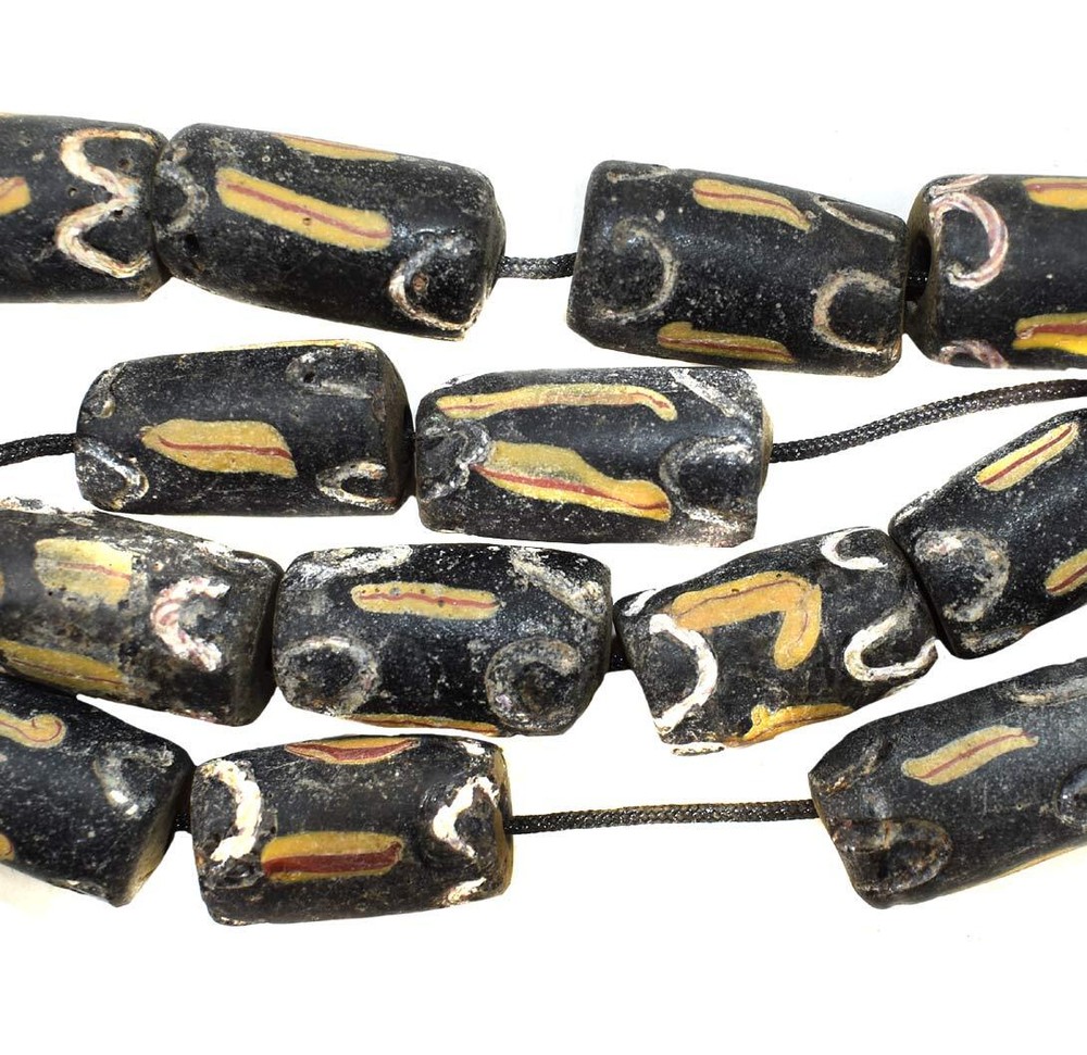 17 Black Venetian Trade Beads