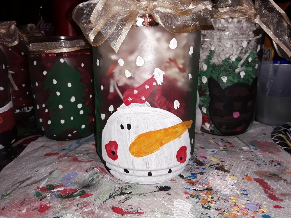 Hand Painted Glass Jars