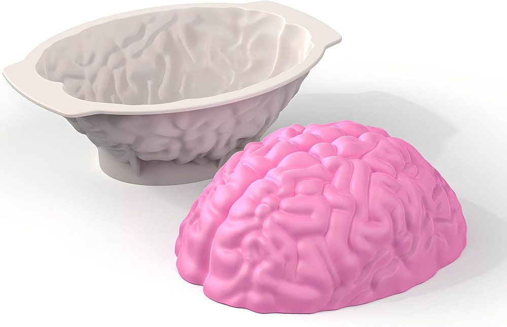 Brain Silicone Mold - Brain Cake Mold with Support Base, 3D Realistic Silicone H