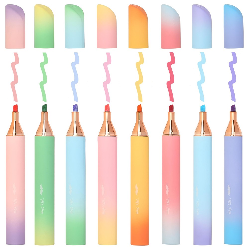 Glitter Highlighters set 8 Pack Chisel Tip Sparkle Stationery set