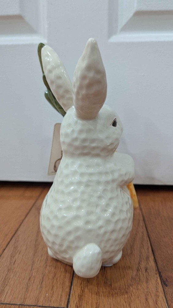 Hip Hop Ceramic Easter Bunny With Carrot 8” Tabletop Decoration