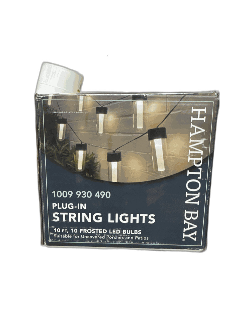 Hampton Bay 10-Light 12 ft. Black Outdoor Plug-In Integrated LED String-Light