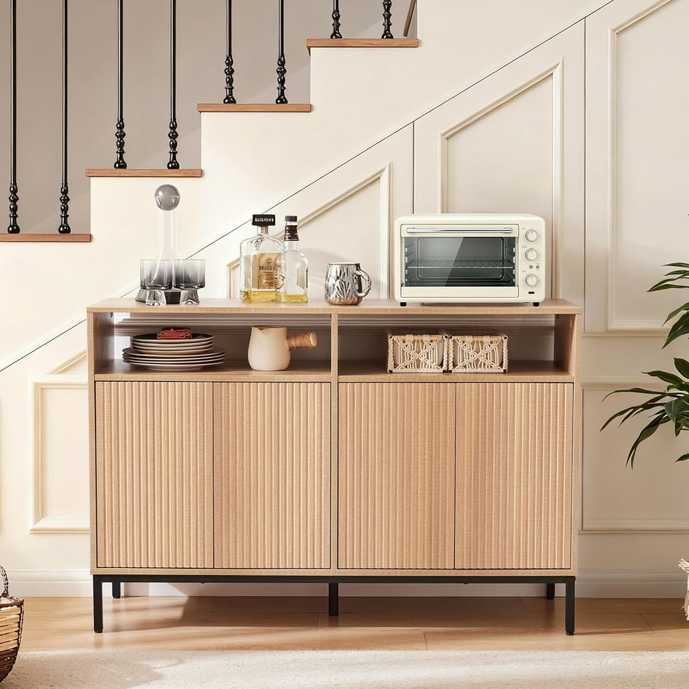 Modern 46.4" Fluted Sideboard Buffet Cabinet with Storage & Adjustable Shelves