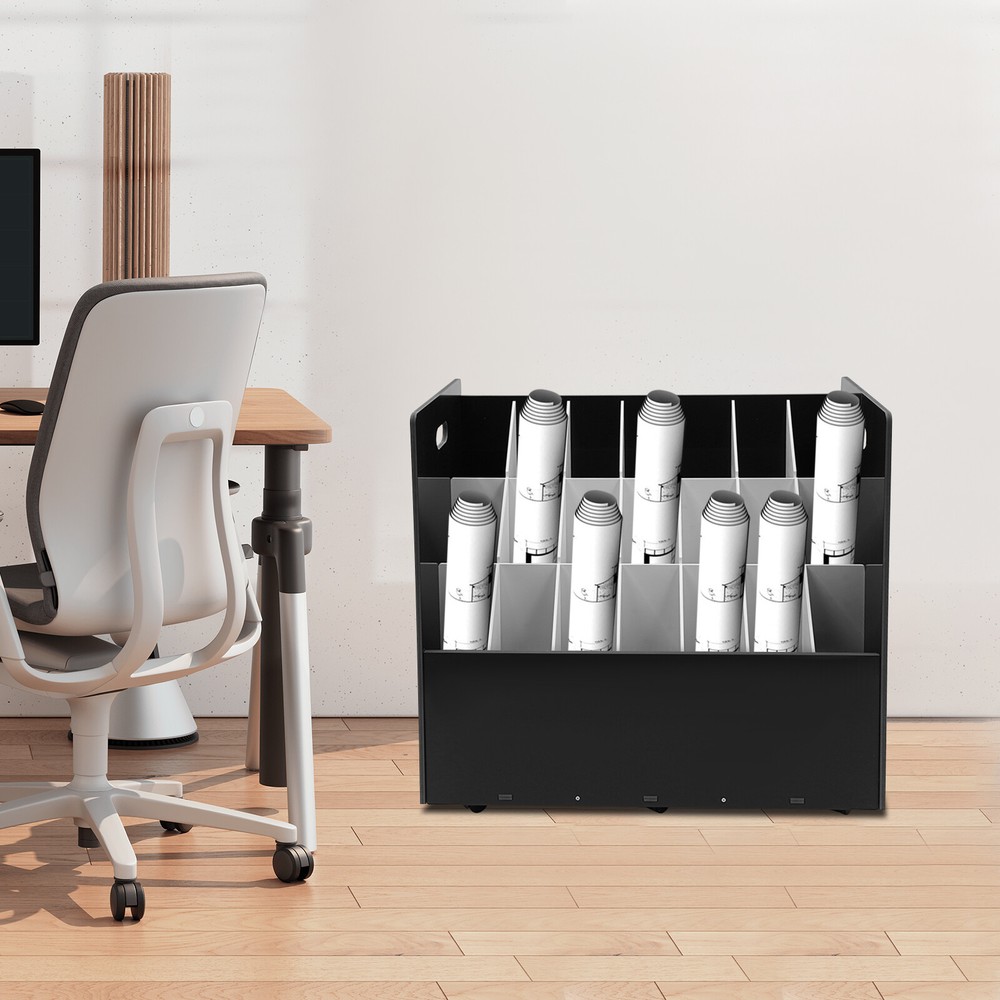 Mobile Roll File Storage Rack 21 Slots Roll Files Storage Organizer w/ Wheels