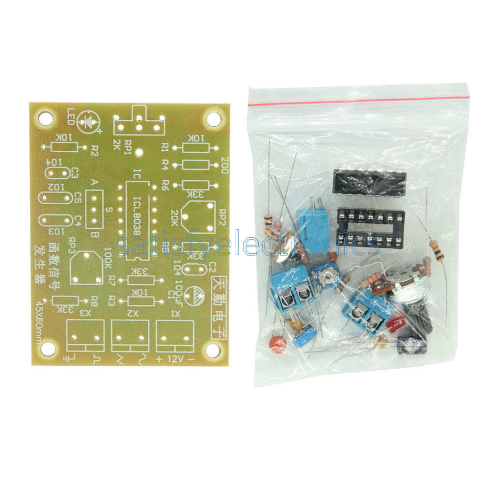 ICL8038 Monolithic Function Signal Generator Module DIY Kit Sine Square Triangle