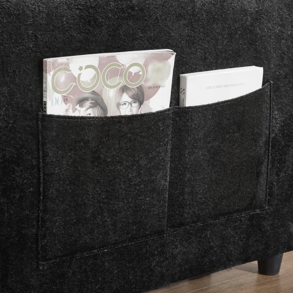 Chenille Sofa Bed Pull Out Sleeper w/ USB Charging, 3-Position Backrest Black