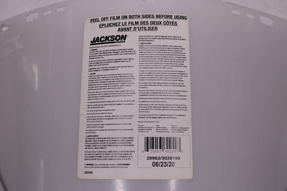 Jackson Universal PETG Polycarbonate Face Shield Window Clear Lens