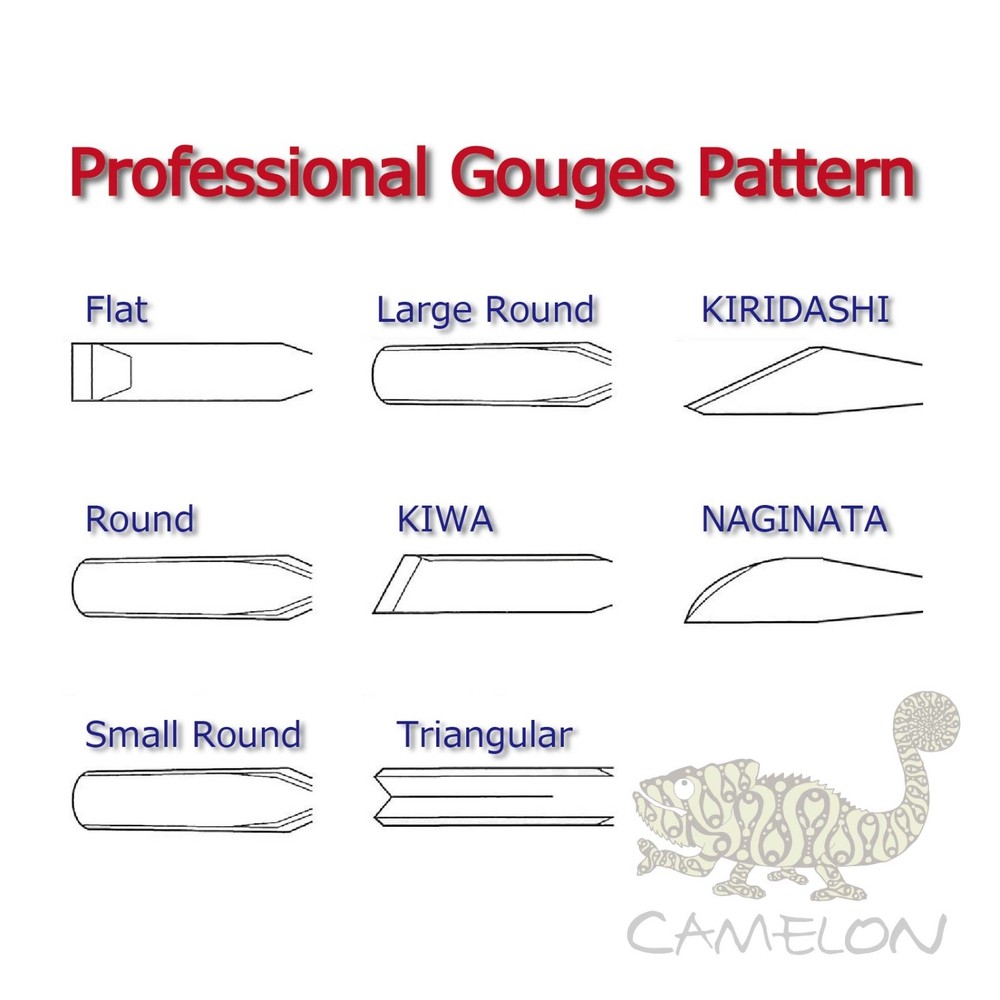 DENSHO Wood Carving Work Chisel Blue Paper Steel Professional Gouges Japan